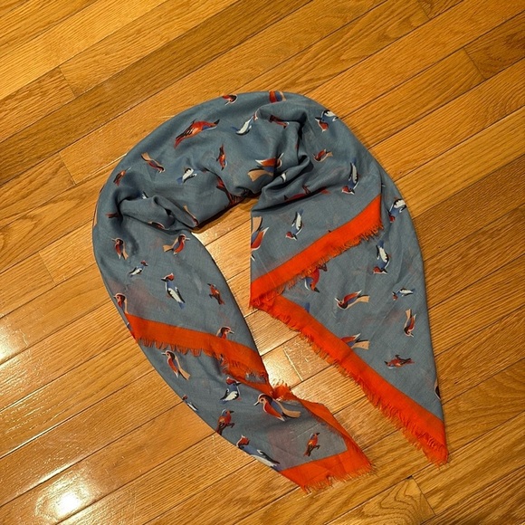 Elegant Blue and Orange Scarf - Picture 1 of 5